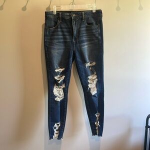 American Eagle Distressed Jeans Super Hi-Rise Jegging Size 12 Short